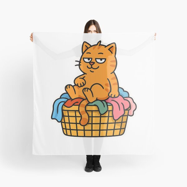 Item preview, Smug Orange Cat King on Laundry Pile – Funny Lazy Cat Cartoon designed and sold by MeowLaugh.