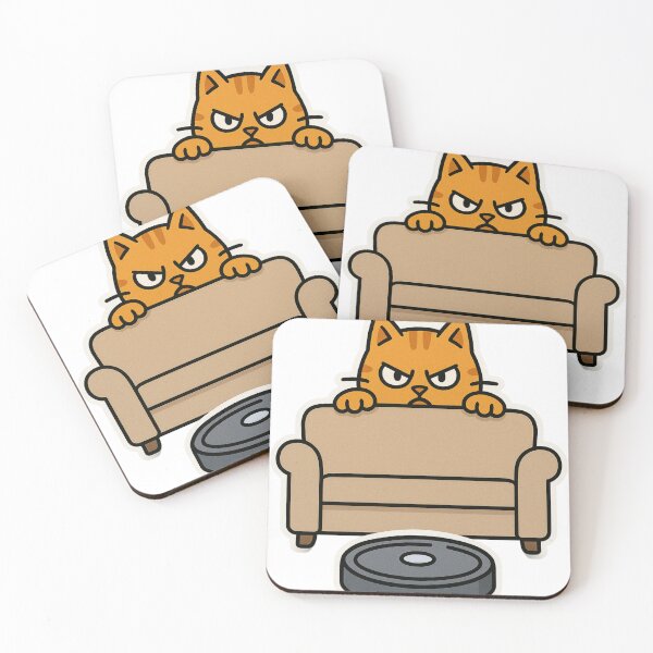 Item preview, Angry Orange Cat vs Robot Vacuum – Funny Cartoon Showdown designed and sold by MeowLaugh.