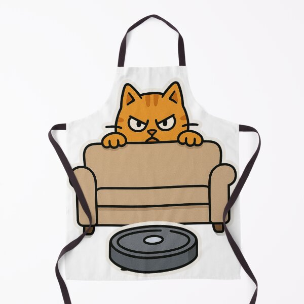 Item preview, Angry Orange Cat vs Robot Vacuum – Funny Cartoon Showdown designed and sold by MeowLaugh.