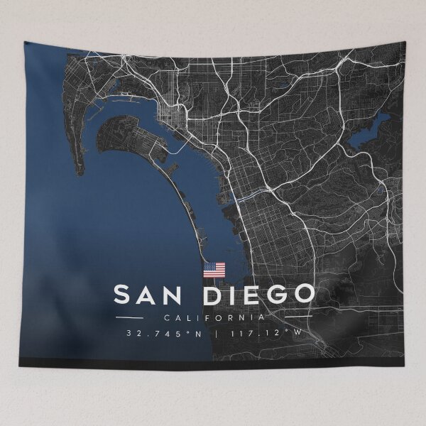Item preview, San Diego City Map - Dark Edition designed and sold by CityMapsArt.