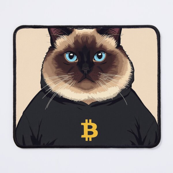 Item preview, Fluffy Siamese Cat in Black Bitcoin Hoodie – Minimalist Crypto Art designed and sold by Siamcatshop.