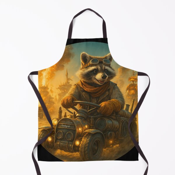 Item preview, Raccoon Steampunk Racer Illustration – Fantasy Vehicle Art designed and sold by Zouky.art.