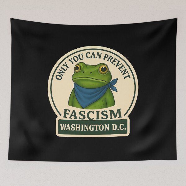 Item preview, Anti-Fascist Frog Art No Kings Resist: Washington D.C. designed and sold by PinUpPizzazz.