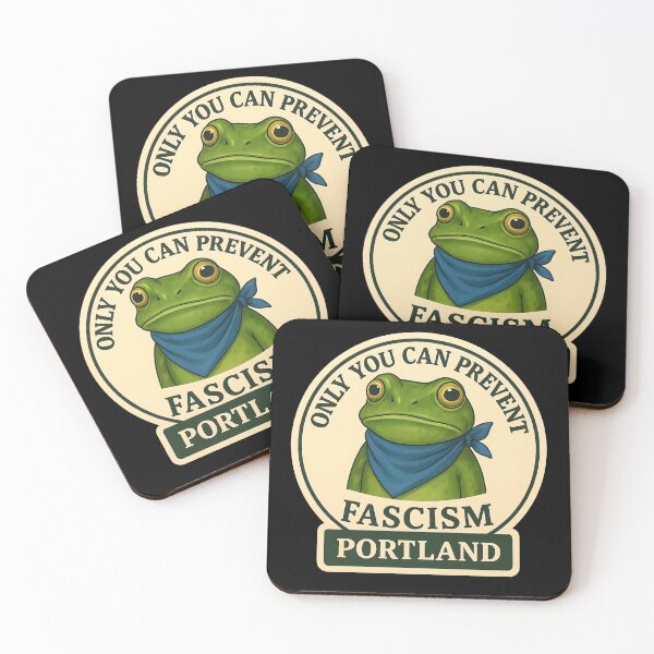 Item preview, Anti-Fascist Frog Portland Protest Art No Kings Resist designed and sold by PinUpPizzazz.