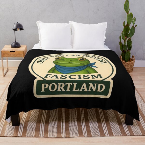 Item preview, Anti-Fascist Frog Portland Protest Art No Kings Resist designed and sold by PinUpPizzazz.