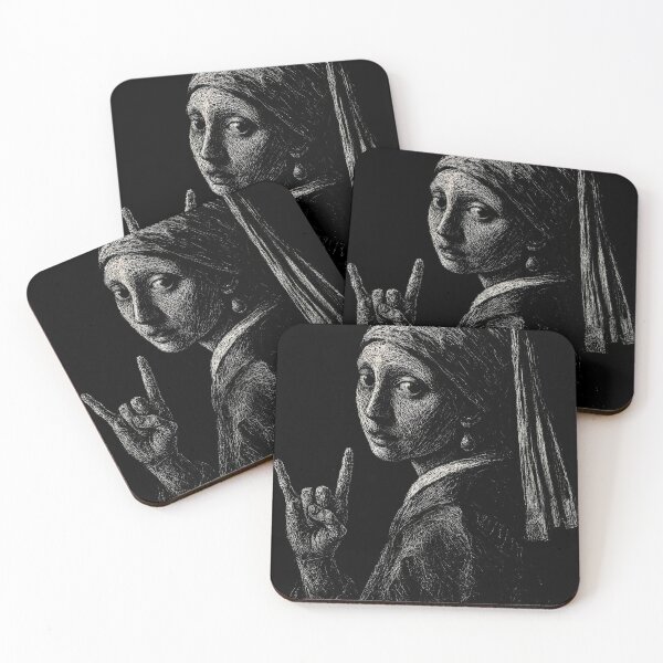Item preview, Girl with a Pearl Earring – Metal Horns Edition designed and sold by Mortisigil.