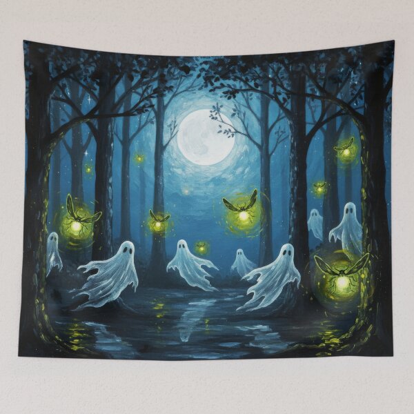 Item preview, Ghost Levitating Above Moonlit Forest designed and sold by scicilysimonee.