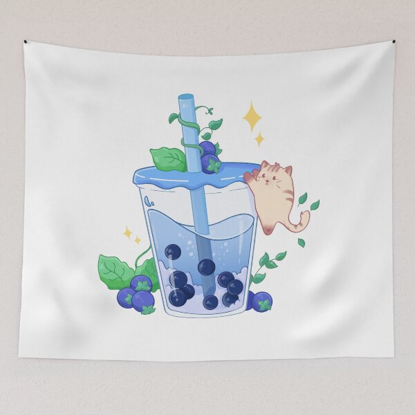 Item preview, Blueberry Bobba Tea with a cute cat designed and sold by Rojasole.