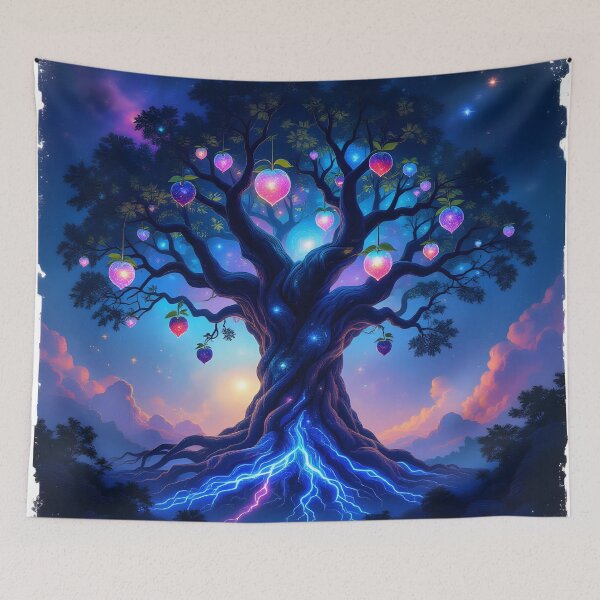 Item preview, Ancient Tree With Bioluminescent Roots - Crystalline Fruits Hang From Its Boughs designed and sold by Wiss2Arts.