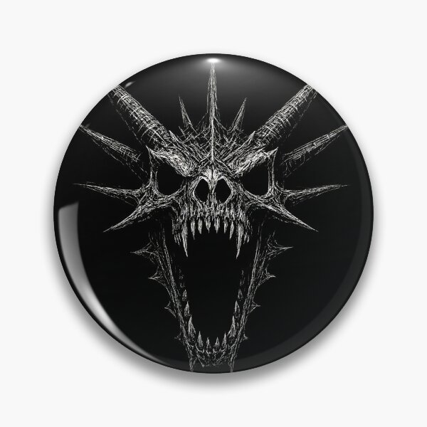 Item preview, Infernal Dragon Skull – Spiked Horror Emblem designed and sold by Mortisigil.
