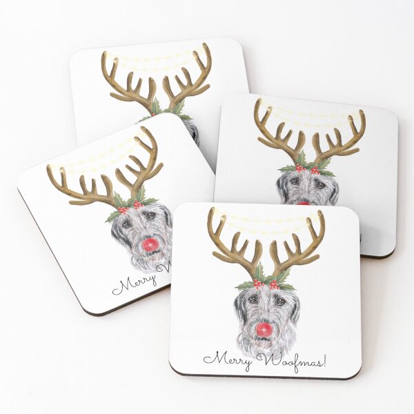 Item preview, Cute Watercolor Christmas Irish Wolfhound Reindeer designed and sold by ZoesPlace.