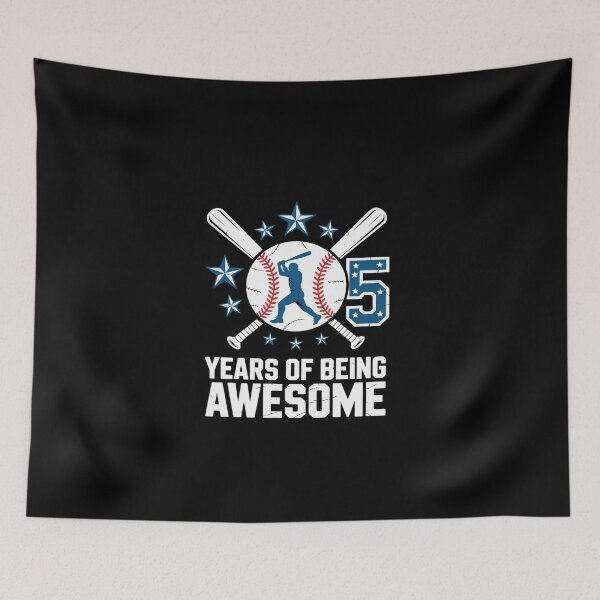 Item preview, Kids 5 Years Being Awesome Baseball Flag 5th Birthday Bday Boys  designed and sold by EllinoKlemo.