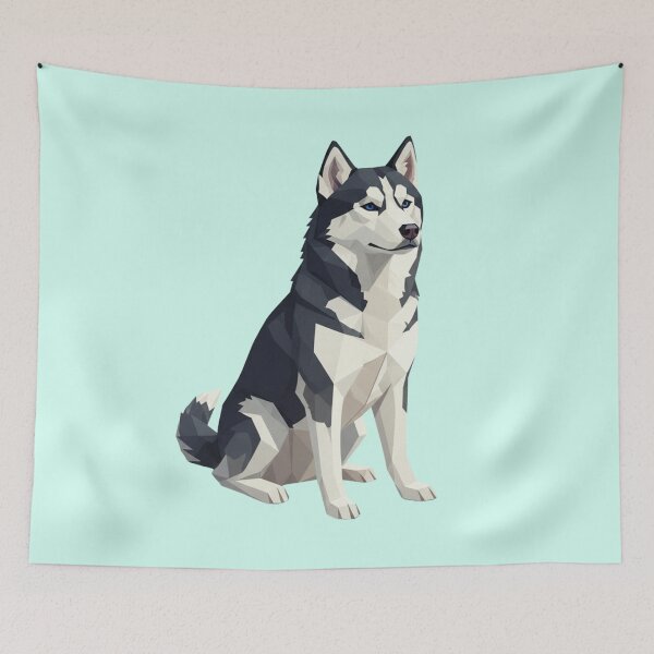 Item preview, Husky Siberiano Elegante Arte Digital Minimalista Poligonal designed and sold by bsbd-action.
