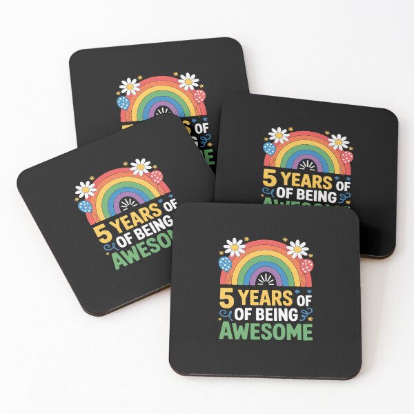 Item preview, Kids Rainbow 5 Years of Being Awesome - 5th Birthday Party Kids  designed and sold by EllinoKlemo.