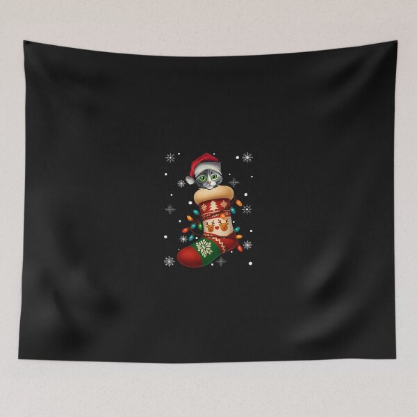 Item preview, Santa Hat Cat Animal In Christmas Socks Men Women designed and sold by cawtoon.