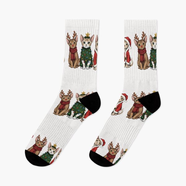 Item preview, Retro Christmas Devon Rex Cat Santa Reindeer designed and sold by cawtoon.