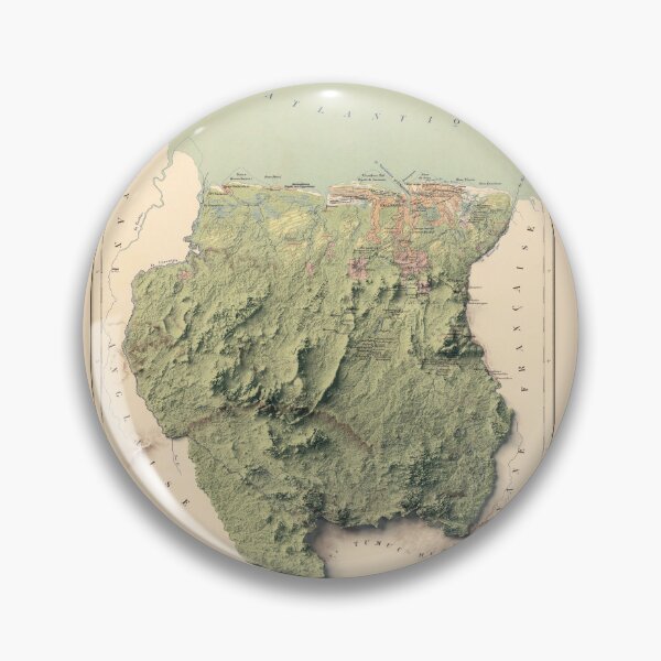 Item preview, 1884 Suriname Shaded Relief 3D Map digitally-rendered designed and sold by ThinkAboutMaps.