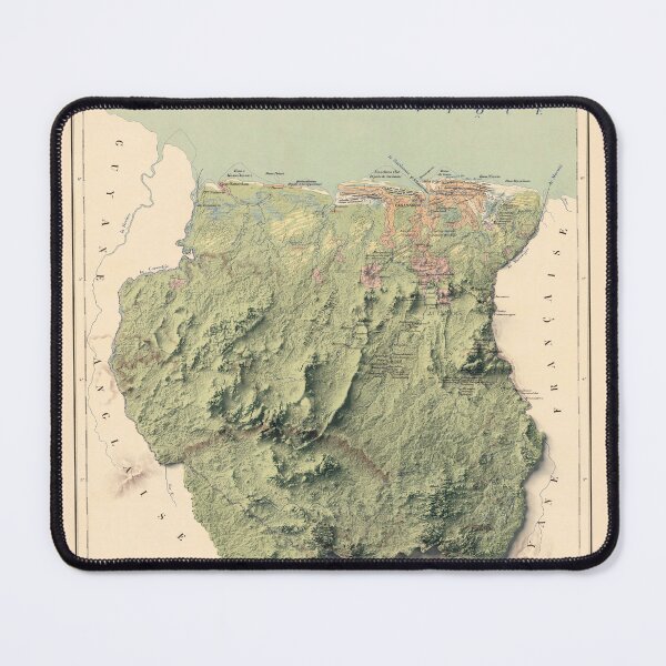 Item preview, 1884 Suriname Shaded Relief 3D Map digitally-rendered designed and sold by ThinkAboutMaps.
