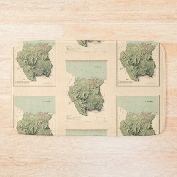 Item preview, 1884 Suriname Shaded Relief 3D Map digitally-rendered designed and sold by ThinkAboutMaps.