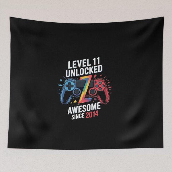 Item preview, Level 11 Unlocked Awesome Since 2014 11th Birthday Gaming  designed and sold by EllinoKlemo.