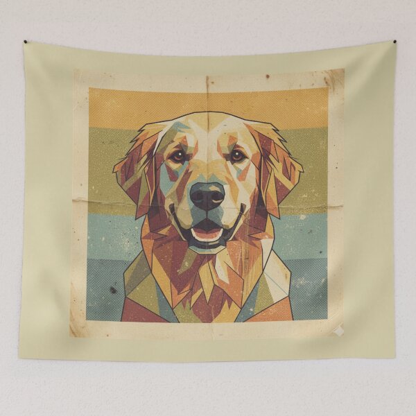 Item preview, Golden Retriever Feliz Low Poly Arte Vintage Retro designed and sold by bsbd-action.