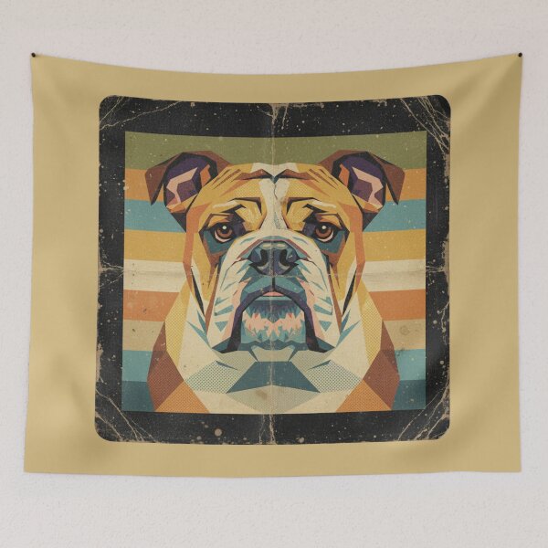 Item preview, Bulldog Geométrico Low Poly Arte Retro Oscuro designed and sold by bsbd-action.