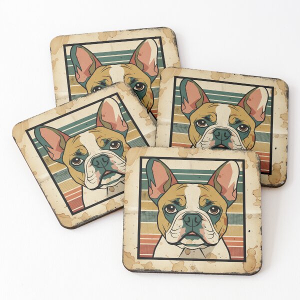Item preview, Bulldog Francés Pop Art Vintage Manchas Café designed and sold by bsbd-action.