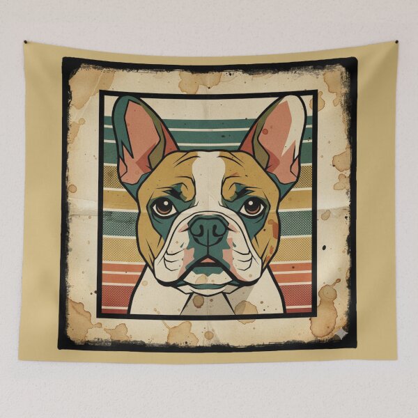 Item preview, Bulldog Francés Pop Art Vintage Manchas Café designed and sold by bsbd-action.