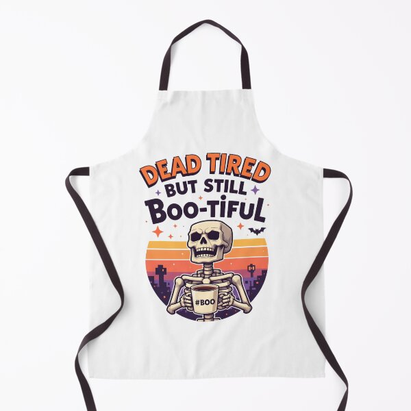 Item preview, Dead Tired but Still Boo-tiful Halloween T-Shirt – Retro Skeleton Coffee Tee, 70s Spooky Style designed and sold by relso.