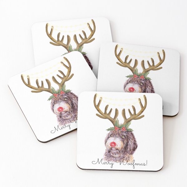 Item preview, Cute Watercolor Christmas Newfypoo Reindeer designed and sold by ZoesPlace.