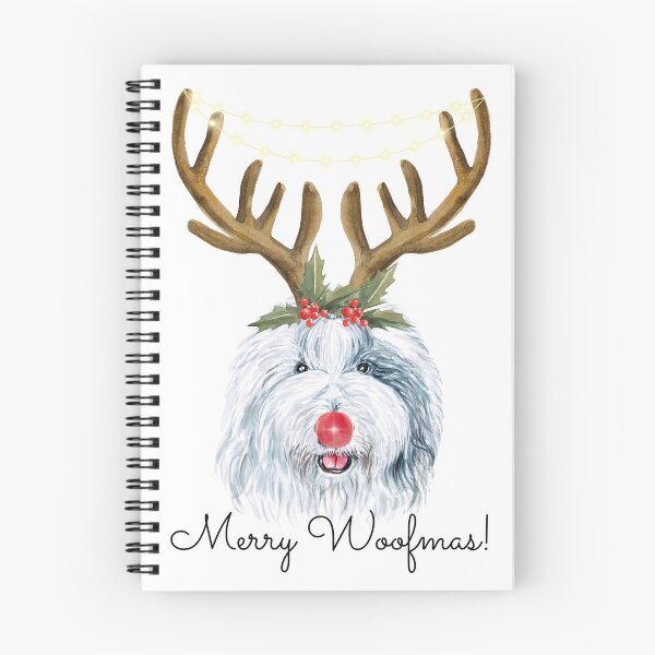 Item preview, Cute Watercolor Christmas Old English Sheepdog Reindeer designed and sold by ZoesPlace.