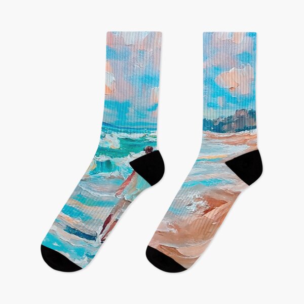 Item preview, Two Men Walking by the Sea – Impressionist Coastal Painting designed and sold by Michael van der Hoorn.