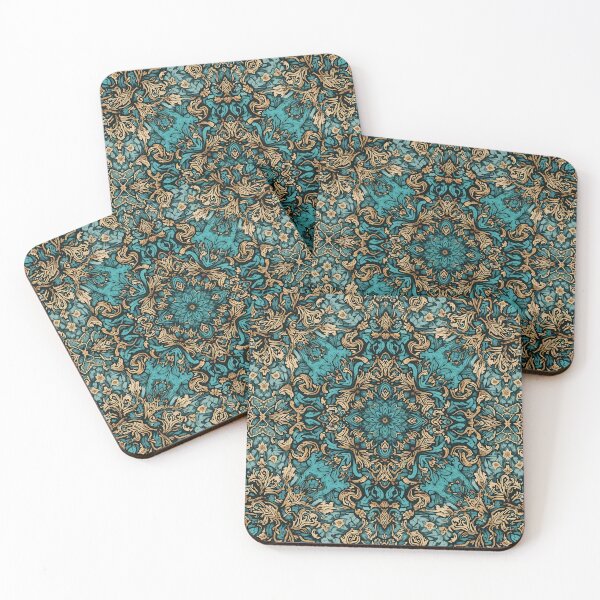 Item preview, Rustic Western Boho Chic Pattern | Turquoise and Gold Seamless Design designed and sold by CoastalEmp.