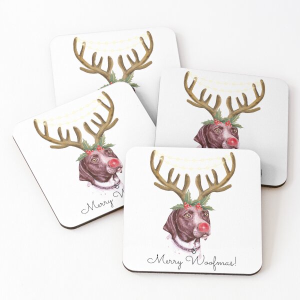 Item preview, Cute Watercolor Christmas English Pointer Reindeer designed and sold by ZoesPlace.