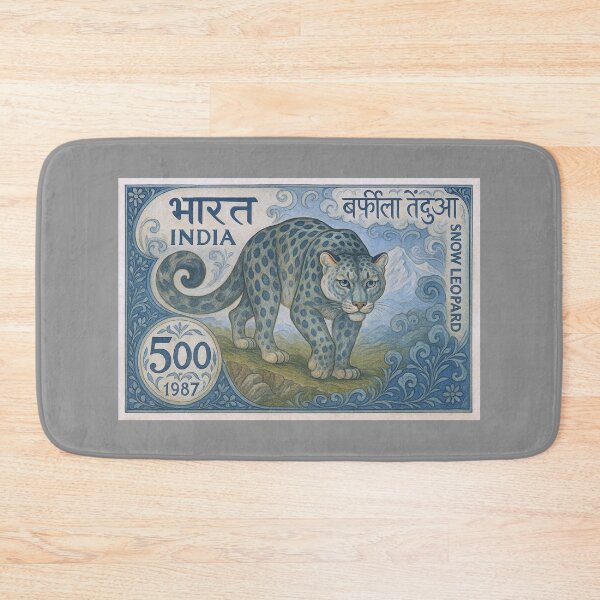 Item preview, 1987 India Snow Leopard Postage Stamp Art designed and sold by retrographics.