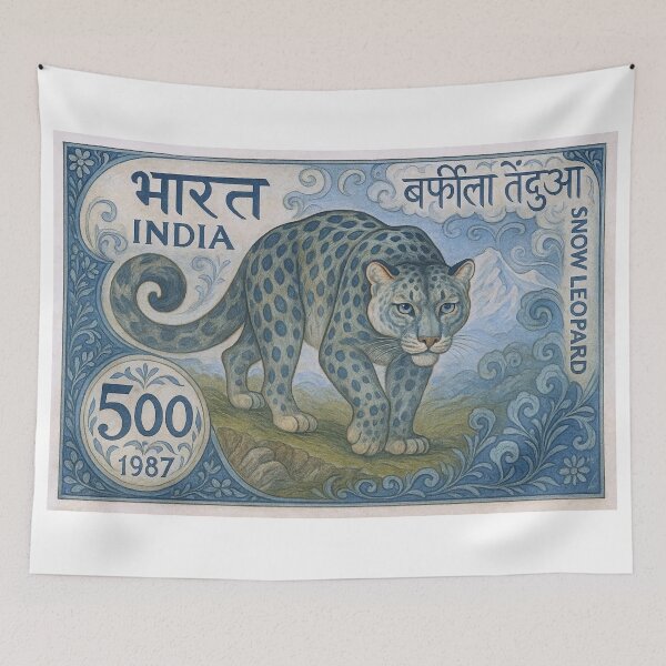 Item preview, 1987 India Snow Leopard Postage Stamp Art designed and sold by retrographics.