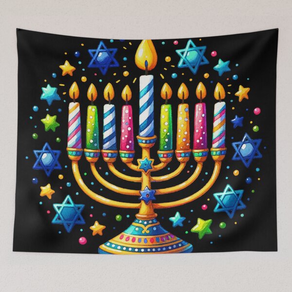 Item preview, Colorful Hanukkah Menorah Design With Stars Of David designed and sold by DEC02.