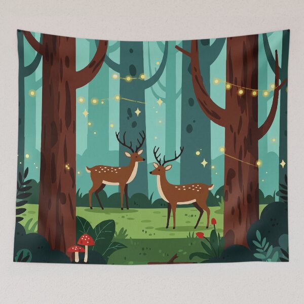 Item preview, Magical forest scene with two reindeer designed and sold by Design4uStudio.