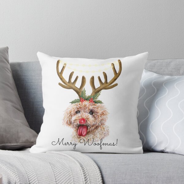 Item preview, Cute Watercolor Christmas Apricot Poodle Reindeer designed and sold by ZoesPlace.