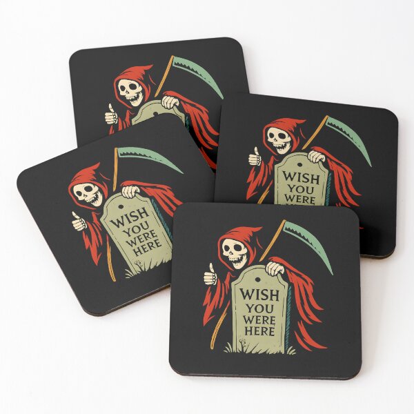 Item preview, Grim Reaper “Wish You Were Here” Funny Halloween T-Shirt – Dark Humor Skeleton Tombstone Design designed and sold by FestivityFinds.