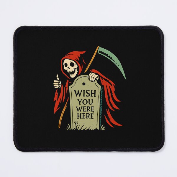 Item preview, Grim Reaper “Wish You Were Here” Funny Halloween T-Shirt – Dark Humor Skeleton Tombstone Design designed and sold by FestivityFinds.