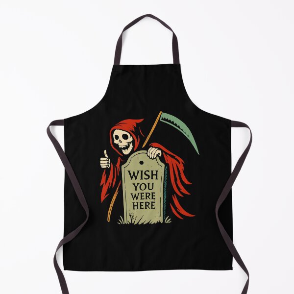 Item preview, Grim Reaper “Wish You Were Here” Funny Halloween T-Shirt – Dark Humor Skeleton Tombstone Design designed and sold by FestivityFinds.