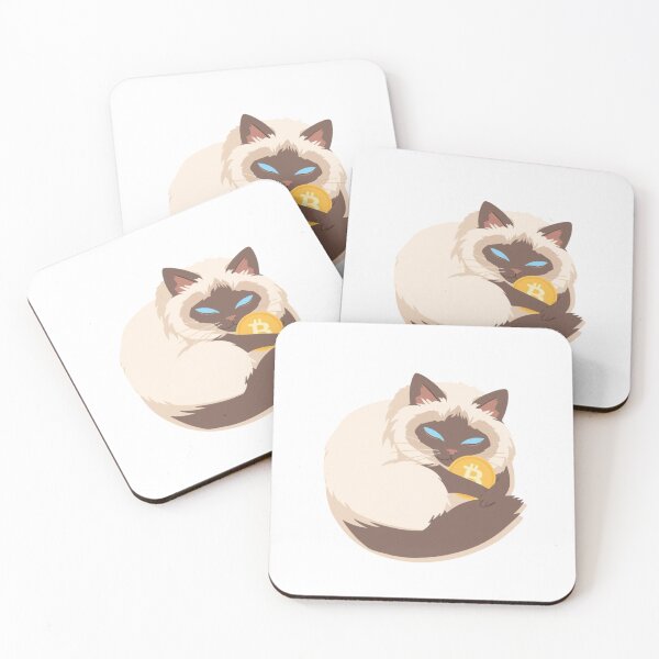 Item preview, Sleepy Trader Cat – Minimalist Bitcoin Dream Design designed and sold by Siamcatshop.