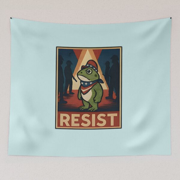 Item preview, Portland Frog Resist retro protest design patriotic humor art independence day activist frog designed and sold by Foro-Chance.