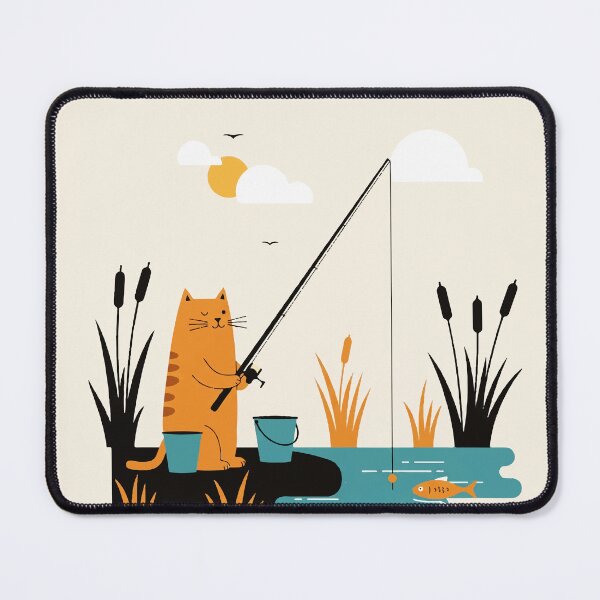Item preview, A cat fishing in the stream designed and sold by Design4uStudio.
