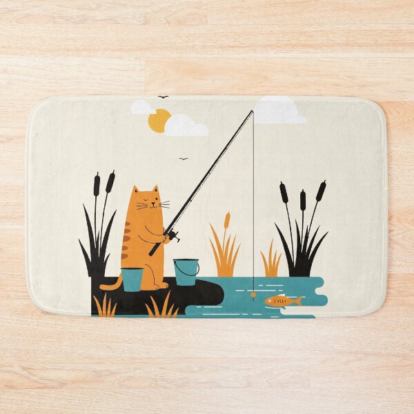 Item preview, A cat fishing in the stream designed and sold by Design4uStudio.