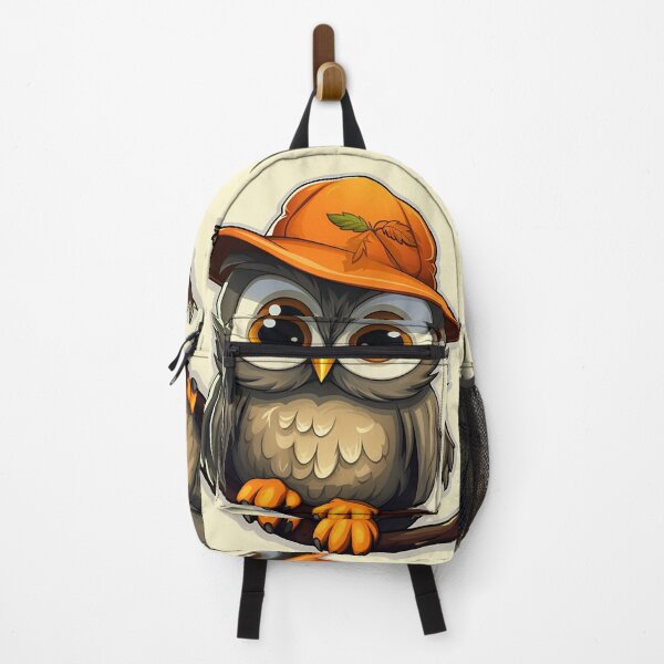 Item preview, Charming Owl with Pumpkin Helmet: Cute Autumn Sticker designed and sold by PaintbrushPlace.