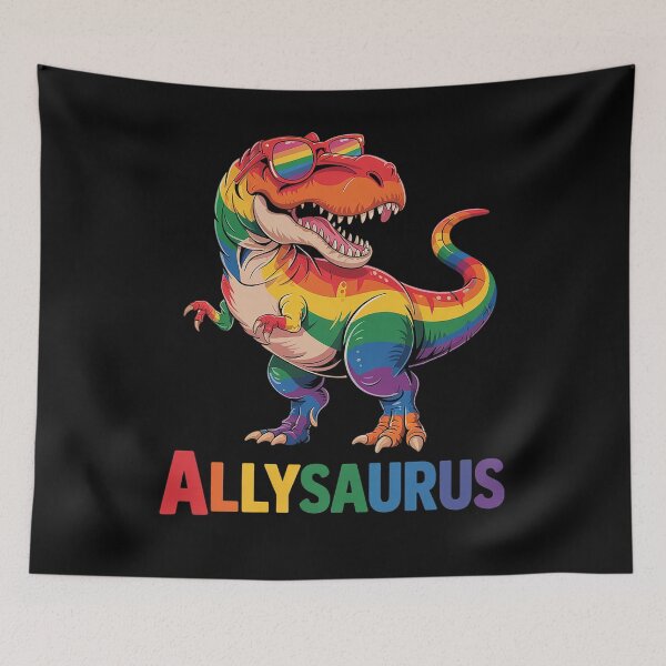 Item preview, Dinosaur Rainbow Flag Ally LGBT Allysaurus LGBT Pride 1 designed and sold by marcusry.