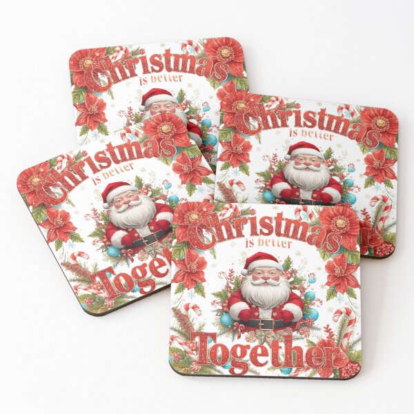 Item preview, Traditional Santa Claus illustration framed by poinsettia flowers on a textured red background blending classic holiday nostalgia with bold floral details designed and sold by PWDigitalArt.