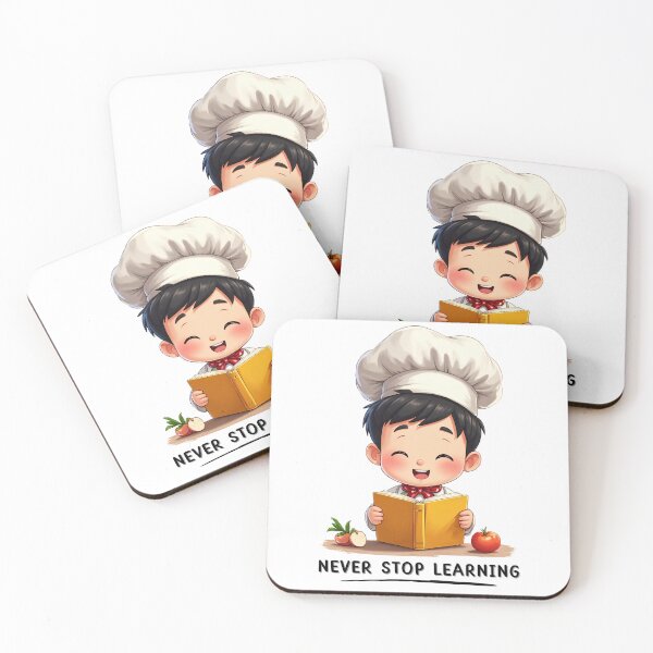 Item preview, Happy Little Chef Reading Recipes with Joy Surrounded by Fresh Vegetables and a Bright Learning Spirit designed and sold by Mimoshi ⭐⭐⭐⭐⭐.